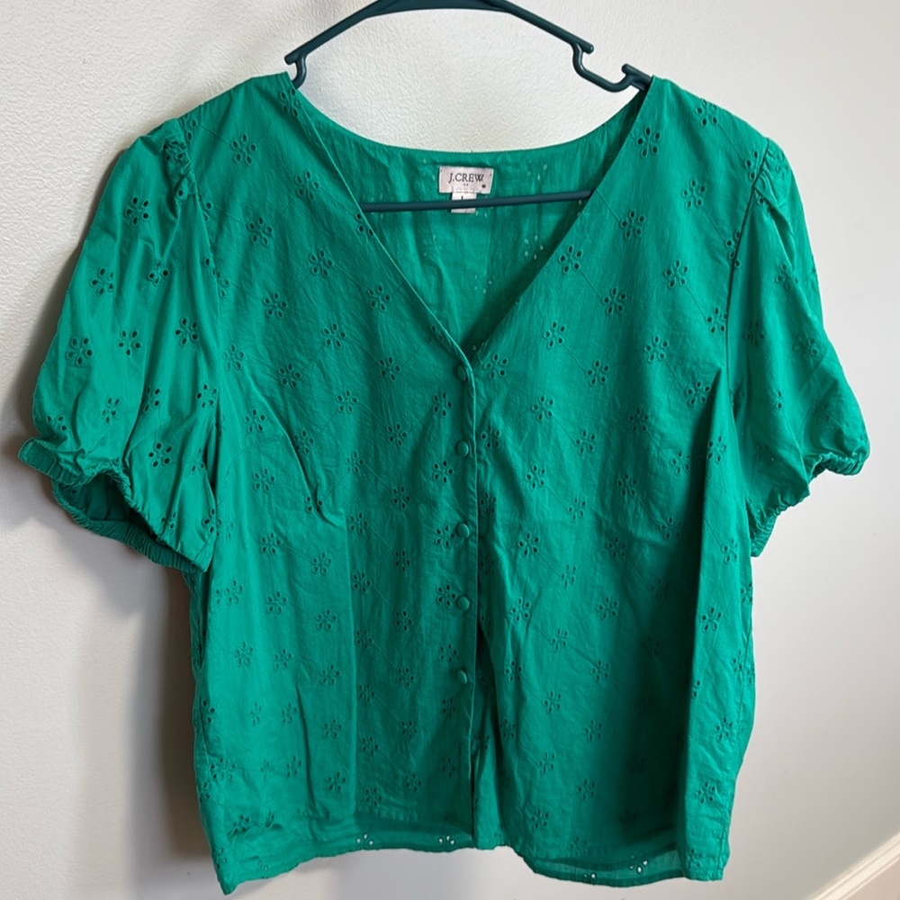 Jcrew eyelet puff sleeve blouse